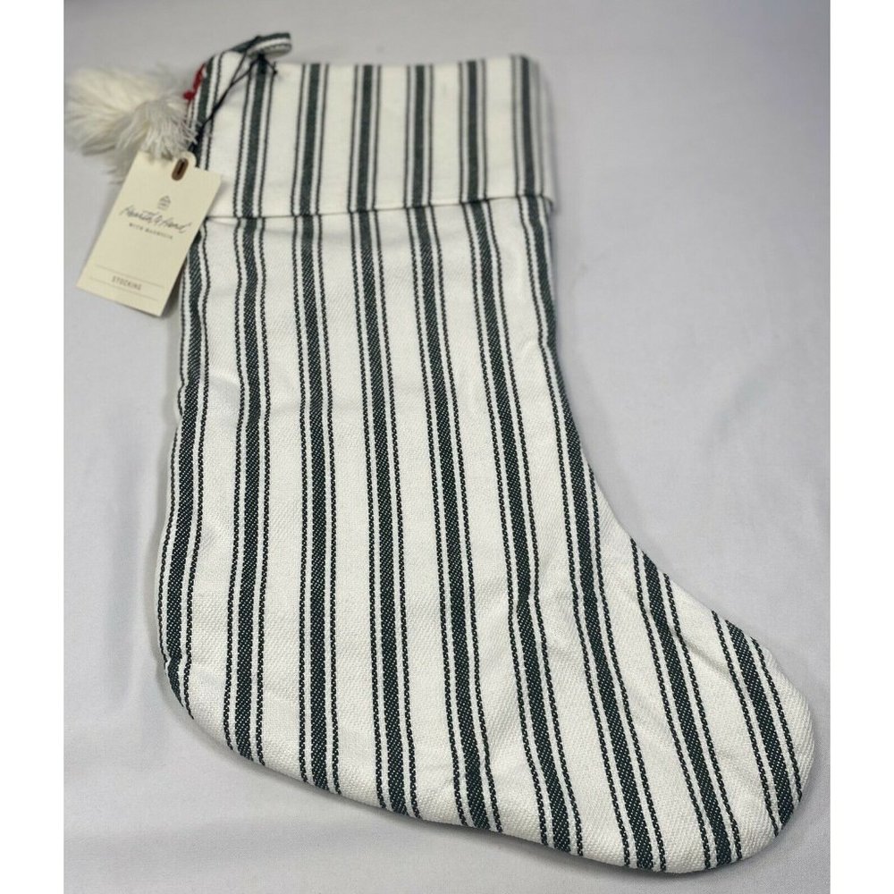 NEW WITHOUT TAG Hearth & Hand Magnolia Holiday Stocking Green & White Striped